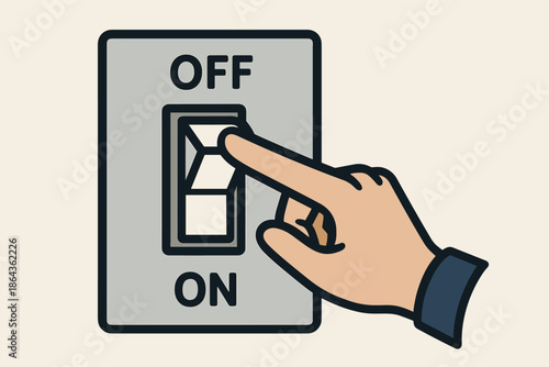 Hand switching light lever from off to on position