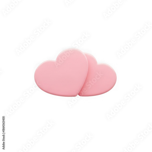 Two pink hearts overlapping isolated on transparent background
