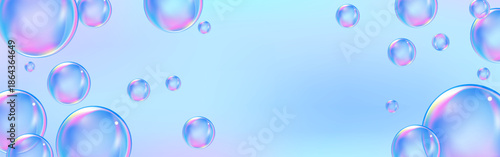 Fizzing air and water blue bubbles on white background with fizzy sparkles.