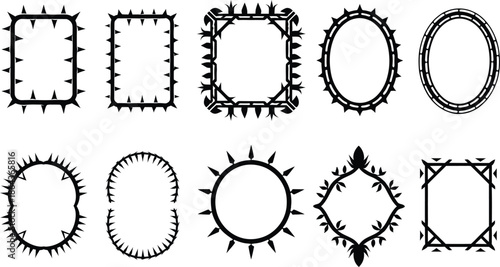 Spiky Thorn Frames, Vector Silhouette Collection