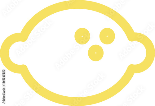 Cute happy lemon character outline icon in minimalist linear style on white background.