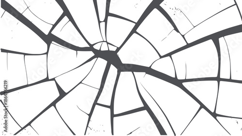 Abstract monochrome cracked texture pattern with intersecting black lines