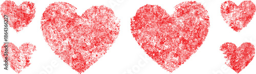 Set of Hearts . Grunge stamps collection.love Shapes for your design.Distressed symbols. Textured Valentine's Day signs.Vector illustration.