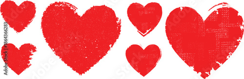 Set of Hearts . Grunge stamps collection.love Shapes for your design.Distressed symbols. Textured Valentine's Day signs.Vector illustration.
