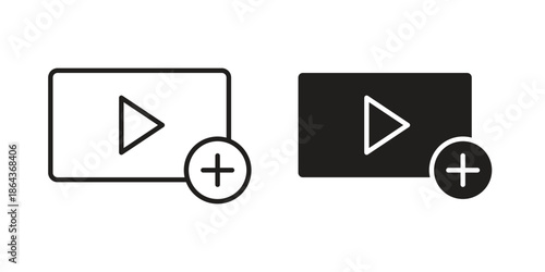 Add video icons in trendy flat style. Icon design, logo, app, UI. Vector illustration