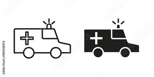 Ambulance icons in trendy flat style. Icon design, logo, app, UI. Vector illustration