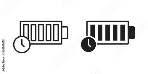 Battery time icons in trendy flat style. Icon design, logo, app, UI. Vector illustration