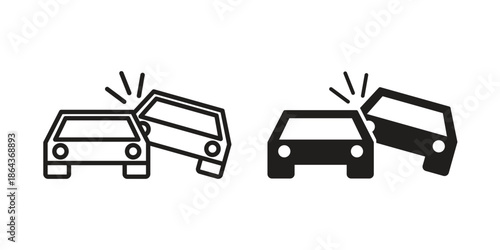 Car crash icons in trendy flat style. Icon design, logo, app, UI. Vector illustration