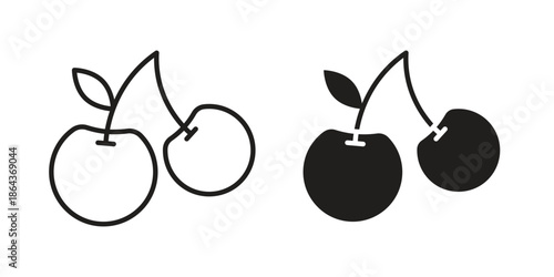 Cherry icons in trendy flat style. Icon design, logo, app, UI. Vector illustration
