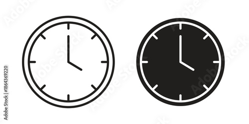 Clock icons in trendy flat style. Icon design, logo, app, UI. Vector illustration