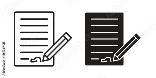 Contract icons in trendy flat style. Icon design, logo, app, UI. Vector illustration