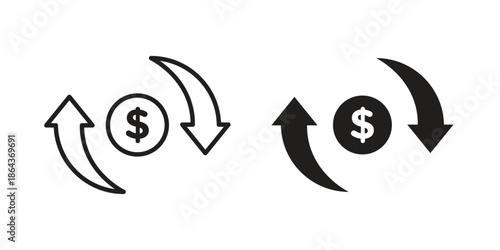 Currency exchange icons in trendy flat style. Icon design, logo, app, UI. Vector illustration