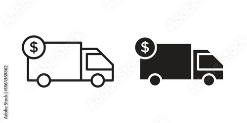 Delivery cost icons in trendy flat style. Icon design, logo, app, UI. Vector illustration