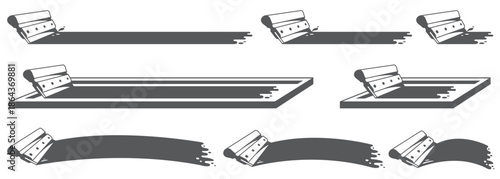 silk screen printing icons with squeegee isolated on white background