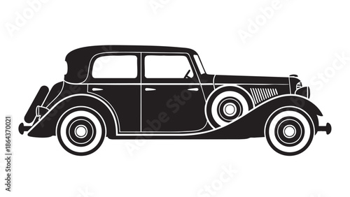 Vintage Classic Retro Car Isolated on Transparent Background