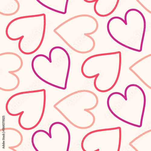 Seamless pattern of doodle hearts on isolated background. Romantic love design for love, Valentine’s day, mother’s day, wedding celebration, greeting card, invitations, scrapbooking.