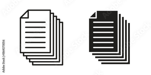Document papers pile icons in trendy flat style. Icon design, logo, app, UI. Vector illustration