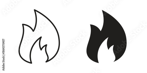 Fire flame icons in trendy flat style. Icon design, logo, app, UI. Vector illustration