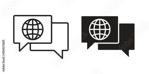 Global dialog icons in trendy flat style. Icon design, logo, app, UI. Vector illustration