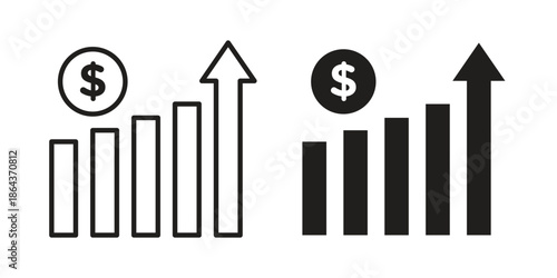 High revenue icons in trendy flat style. Icon design, logo, app, UI. Vector illustration
