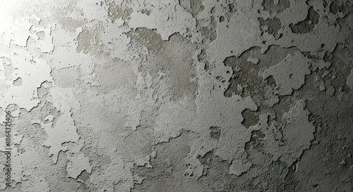 Close up of a weathered gray concrete wall with peeling texture