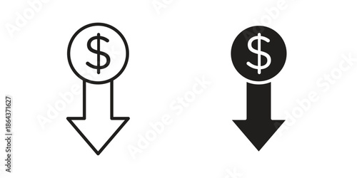 Lower cost icons in trendy flat style. Icon design, logo, app, UI. Vector illustration