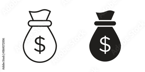 Money bag line icons in trendy flat style. Icon design, logo, app, UI. Vector illustration