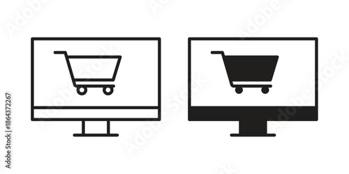 Online shopping icons in trendy flat style. Icon design, logo, app, UI. Vector illustration
