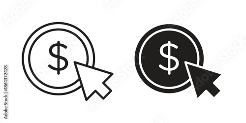 Pay per click icons in trendy flat style. Icon design, logo, app, UI. Vector illustration