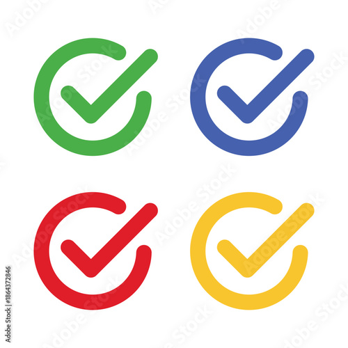 Vector Check Mark With Multiple Color Icon Set