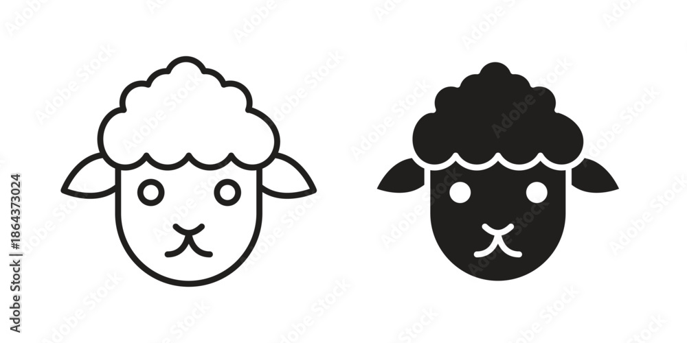 Obraz premium Sheep icons in trendy flat style. Icon design, logo, app, UI. Vector illustration