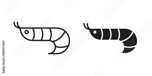 Shrimp icons in trendy flat style. Icon design, logo, app, UI. Vector illustration