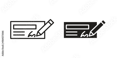 Signing cheque icons in trendy flat style. Icon design, logo, app, UI. Vector illustration