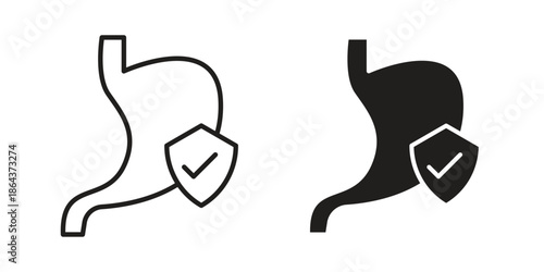 Stomach protection icons in trendy flat style. Icon design, logo, app, UI. Vector illustration