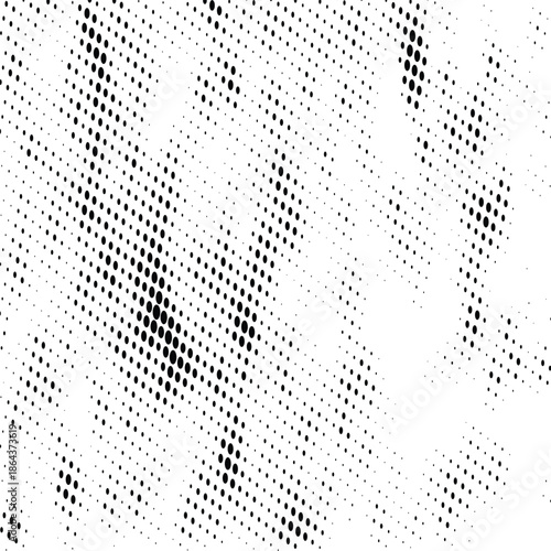 Halftone wavy texture background. Dotted gritty sand noise wallpaper. Black grunge pop art wave gradient overlay. Vector bitmap fading subtle surface