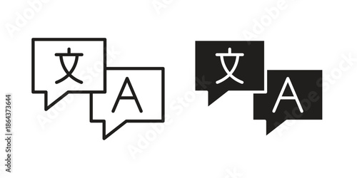 Translation icons in trendy flat style. Icon design, logo, app, UI. Vector illustration