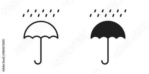 Umbrella with rain drop icons in trendy flat style. Icon design, logo, app, UI. Vector illustration