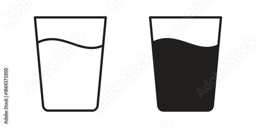 Water glass icons in trendy flat style. Icon design, logo, app, UI. Vector illustration