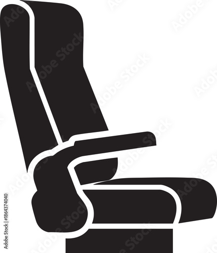 Modern recliner chair with armrests isolated on transparent background