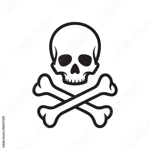 Skull and crossbones symbol with two bones isolated illustration