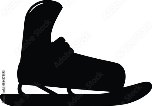 Ice skate winter sport equipment, Figure skating boot silhouette graphic