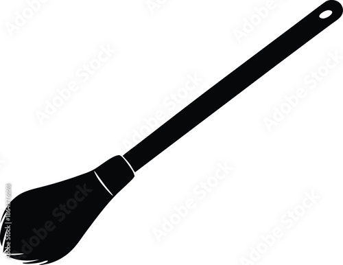 Traditional black silhouette broom icon, Sweeping equipment domestic utensil graphic
