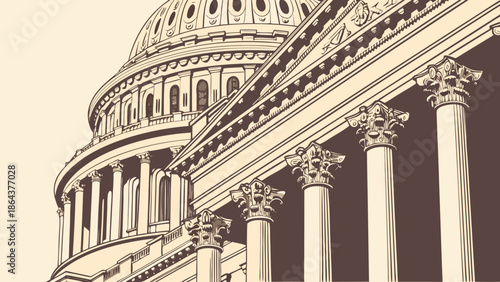 Washington dc skyline featuring the united states capitol building. Suitable for travel blogs, patriotic websites, cityscape publications, and educational materials.