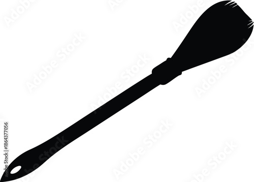 Witch broomstick silhouette vector illustration, Halloween magical symbol object