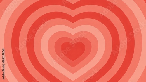 Quadro su tela Red Heart Shapes Concentric Pattern Background
