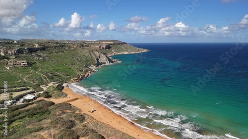 Aerial view of Ramla Beach, Gozo