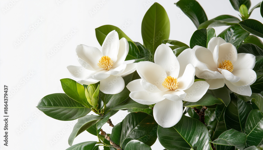 Obraz premium Jasmine flower with leaves isolated on white background isolated on white background