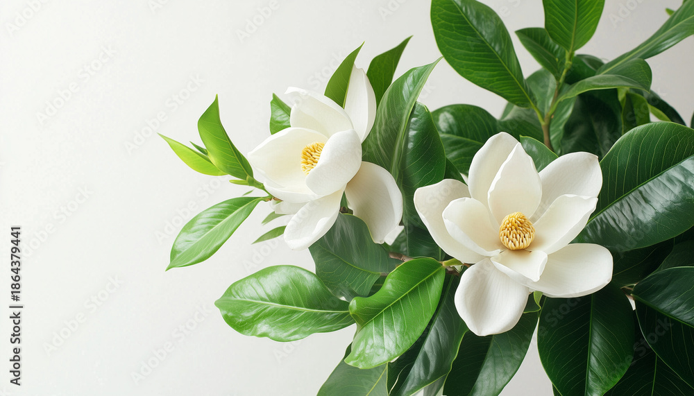 Obraz premium Jasmine flower with leaves isolated on white background isolated on white background