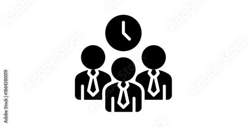 Corporate employees time planning concept with clock business icon design