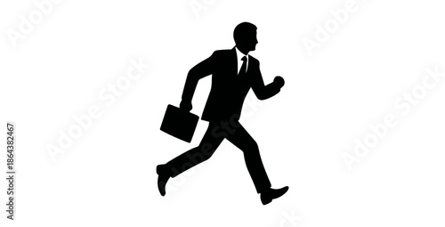 Professional businessman running forward with briefcase toward career success